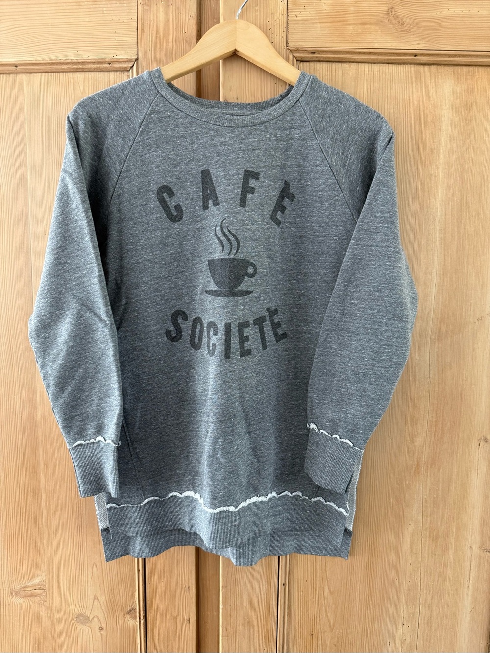 Sol Angeles Gray  Cafè Societe Crewneck Sweatshirt S